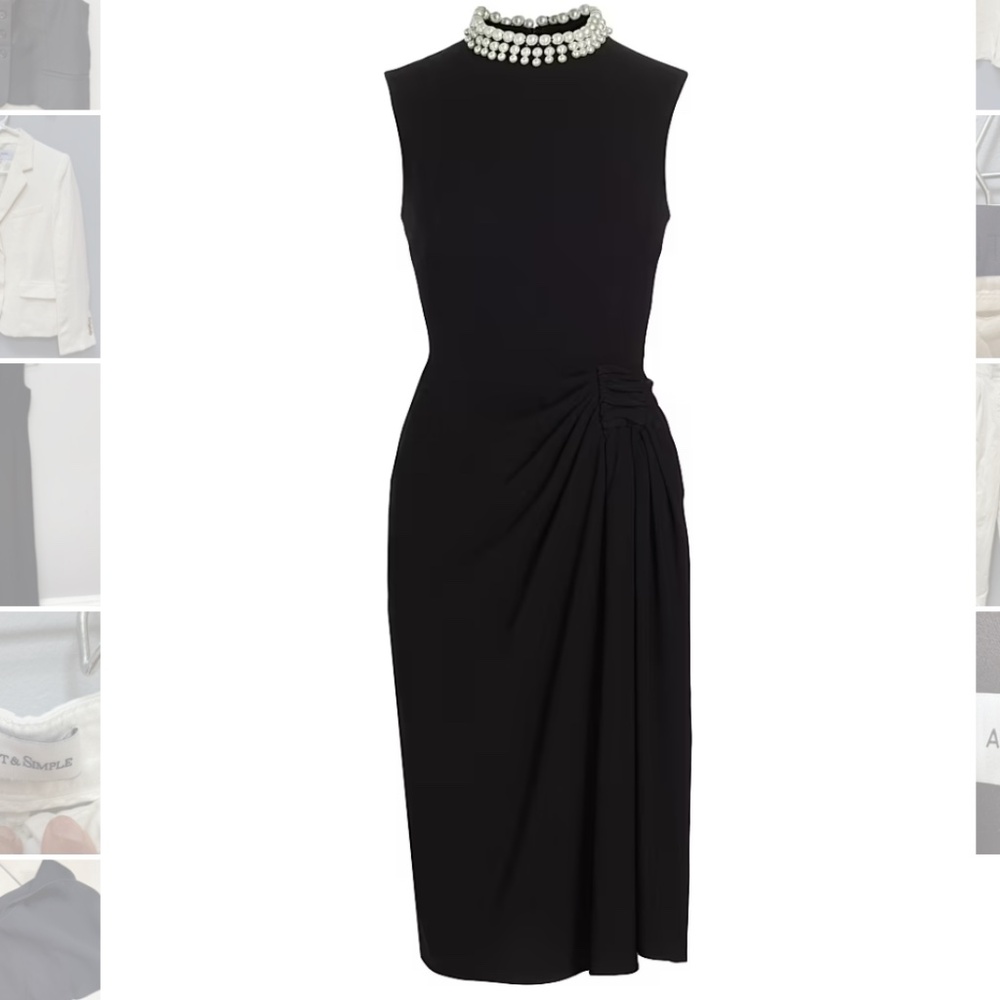 Teri Jon by Rickie Freeman Black Pearl Sleeveless Crepe Midi Dress in Size 0